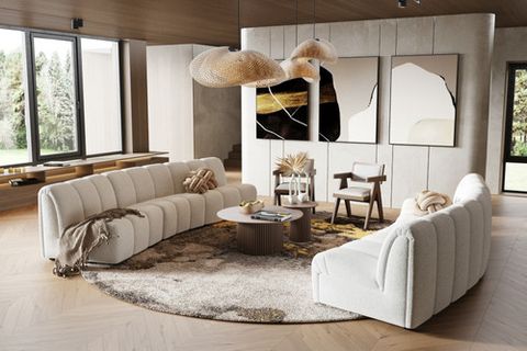 Divani Casa Olandi - Modern White Fabric Curved Sectional Sofa Set ... with regard to Divani Casa Weldon Modern Off-White Fabric Curved Sectional
